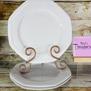 Cooks Club MAISON BLANCHE Y0017 White Octagonal Porcelain Dinner Plates Set of 3